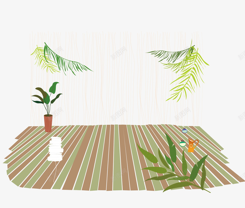 好看地板背景png免抠素材_新图网 https://ixintu.com 地板 帘子 杯子 植物 绿植