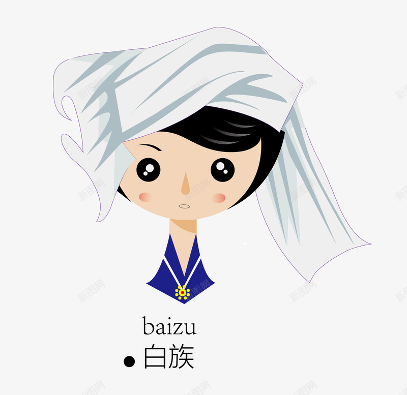 卡通扁平化少数民族美女矢量图eps免抠素材_新图网 https://ixintu.com 卡通白族美女 少数民族美女 扁平化白族美女 白族女生 白族美女 矢量白族美女 矢量图