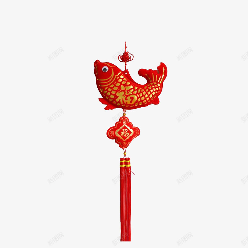 春节鲤鱼实物挂件png免抠素材_新图网 https://ixintu.com 中国古风 春节挂件 福字 红色流苏 鲤鱼挂件