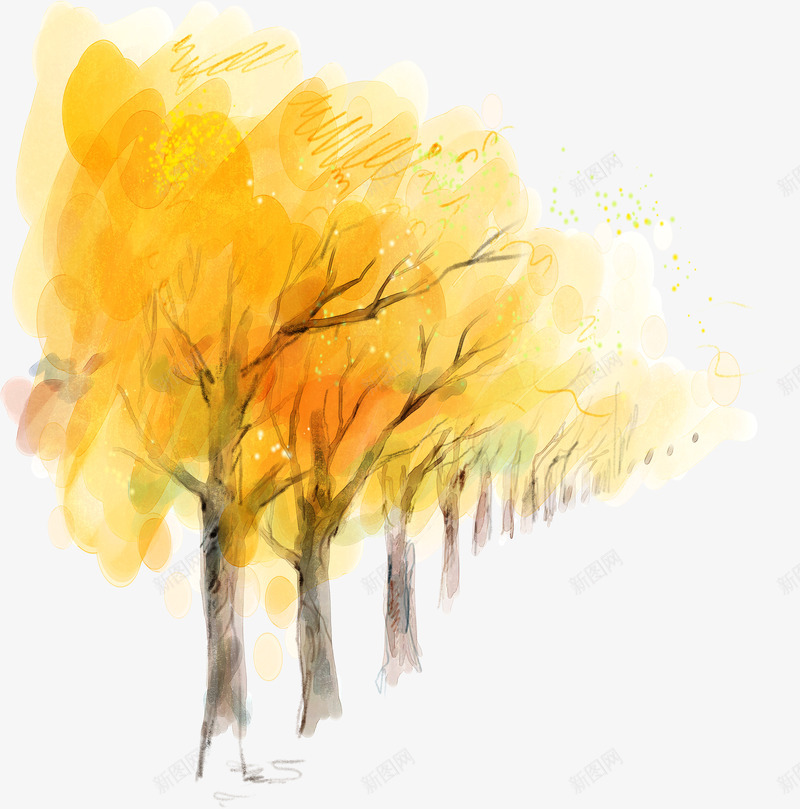 摄影手绘描述黄色树png免抠素材_新图网 https://ixintu.com 描述 摄影 黄色