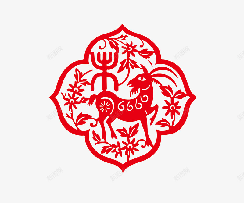 羊年窗花psd免抠素材_新图网 https://ixintu.com 剪纸 窗花 羊年剪纸