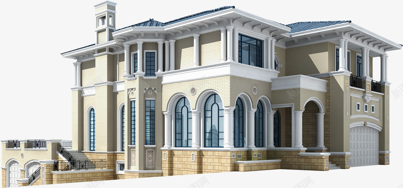 摄影别墅建筑建模效果图png免抠素材_新图网 https://ixintu.com 别墅 建模 建筑 摄影 效果图 连排别墅