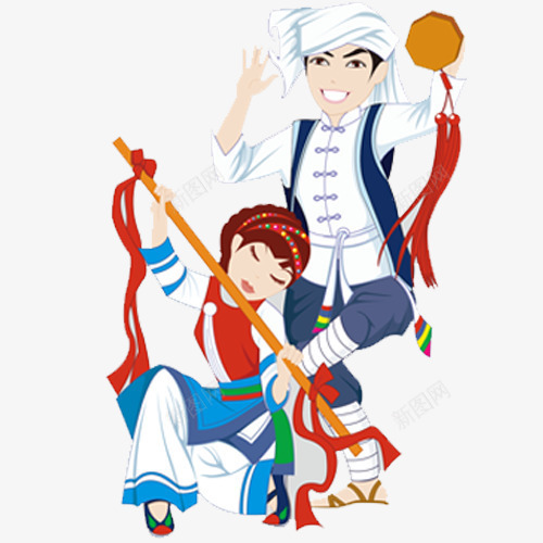 少数民族png免抠素材_新图网 https://ixintu.com 少数民族 手绘人物 白族人物