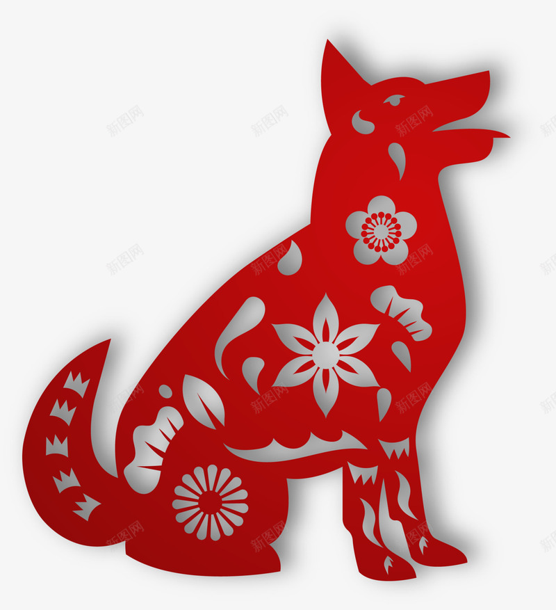 春节红色小狗剪纸png免抠素材_新图网 https://ixintu.com 中国风 喜庆 小狗剪纸 新春剪纸 春节剪纸 红色剪纸
