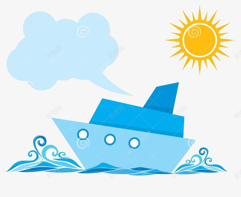 海上景观png免抠素材_新图网 https://ixintu.com 卡通海 海上 海浪 船只