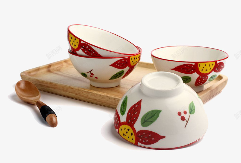 套装餐具png免抠素材_新图网 https://ixintu.com 产品实物 木勺 木板 花纹 陶瓷 餐厅