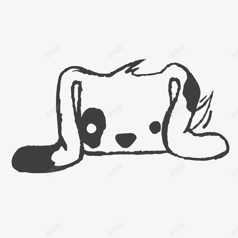 卡通简约黑白插画小清新狗狗png免抠素材_新图网 https://ixintu.com 小清新插画 广告设计 扁平化简约黑白样式 极简黑白图样 狗狗 简笔画装饰 黑白简约插画