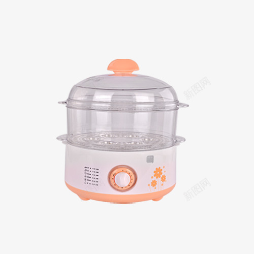 隔层蒸蛋器png免抠素材_新图网 https://ixintu.com 产品实物 小功率电器 橙色边框 电器 神器 蒸蛋器 透明玻璃罩 隔层