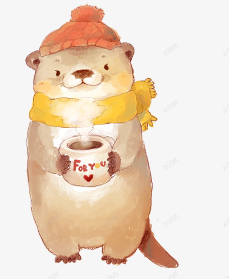端着咖啡的小熊png免抠素材_新图网 https://ixintu.com 免费png素材 咖啡 小熊 插画