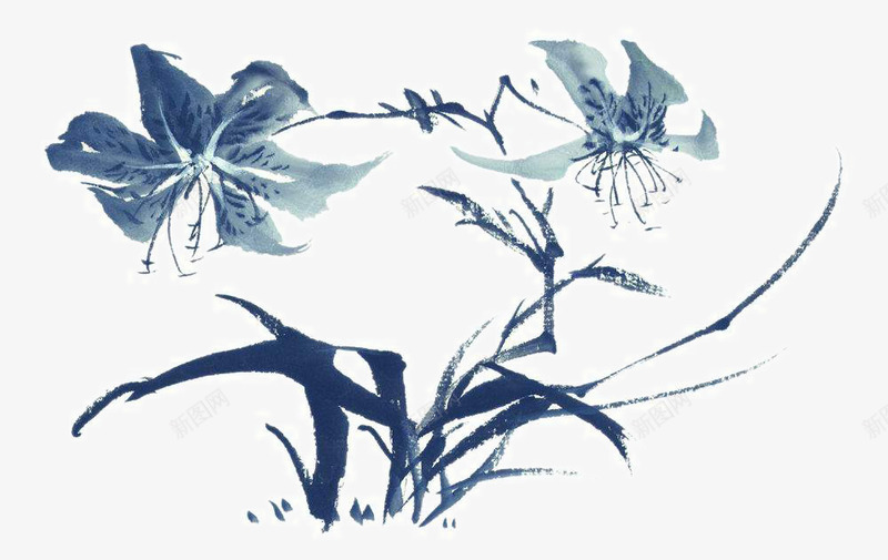 手绘花朵png免抠素材_新图网 https://ixintu.com 中国画 写意花草 国画小品 国粹 宣纸画 手绘花卉 美术插图 艺术作品 装饰花草