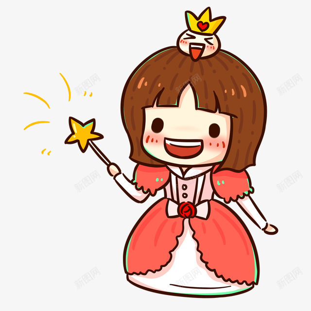 卡通拿魔法棒的少女png免抠素材_新图网 https://ixintu.com 卡通 少女 魔法