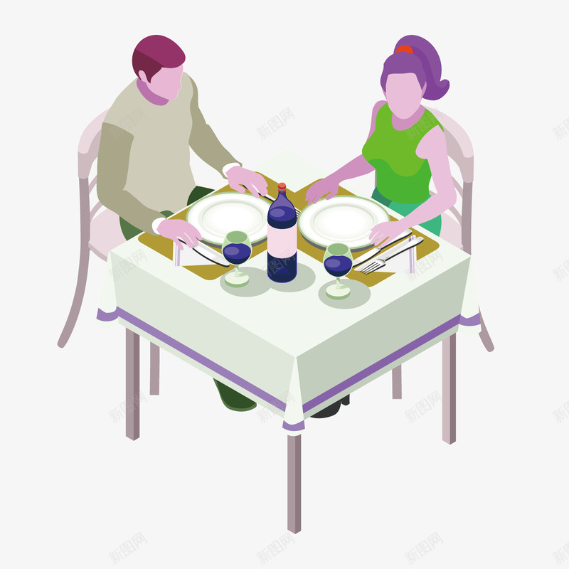 卡通餐厅约会矢量图ai免抠素材_新图网 https://ixintu.com 情侣 矢量图 约会 约会吃饭 餐厅 餐桌