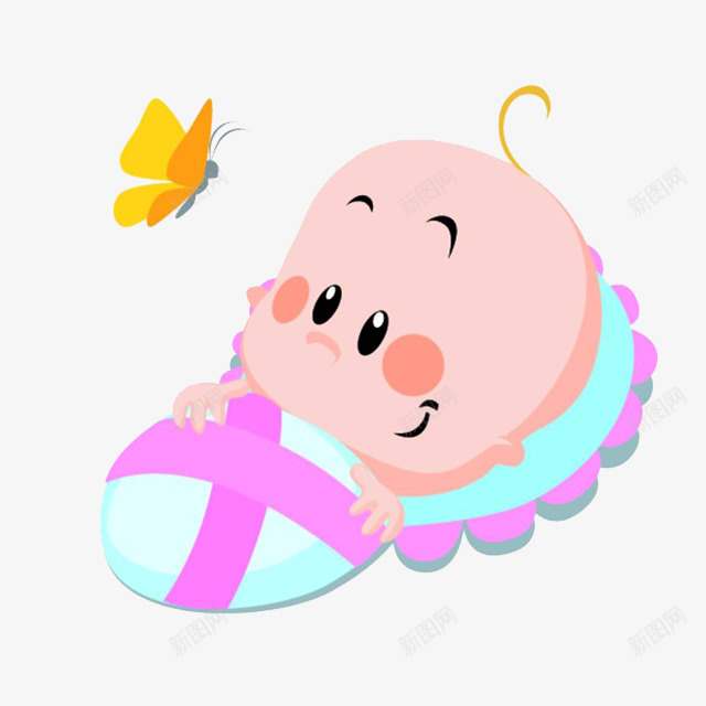 蝴蝶与婴儿png免抠素材_新图网 https://ixintu.com 卡通手绘 卡通脸红 可爱风格 宝宝 新生儿 蝴蝶 装饰