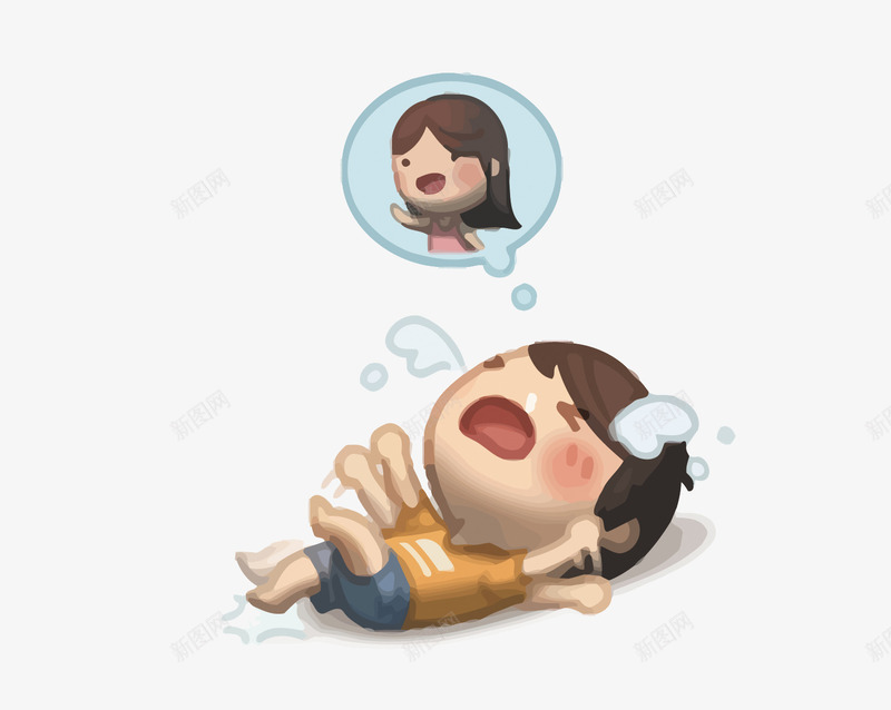 失恋png免抠素材_新图网 https://ixintu.com 卡通 哭闹 失恋 情侣 手绘