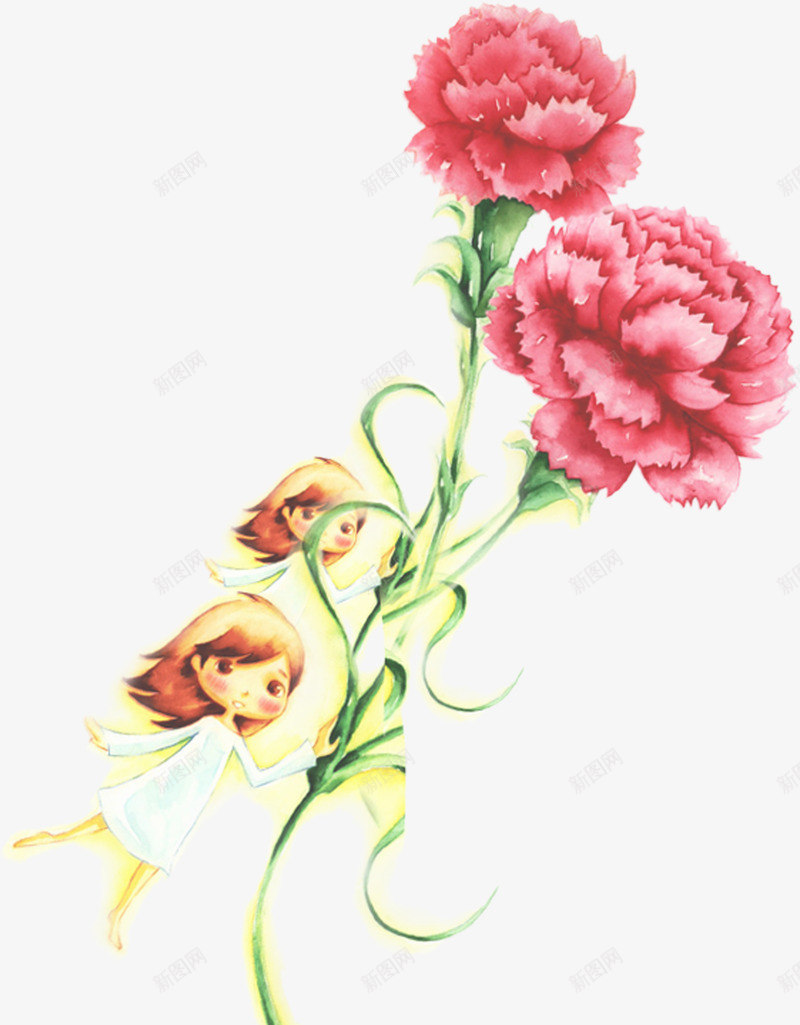 感恩康乃馨花朵植物花仙子手绘png免抠素材_新图网 https://ixintu.com 仙子 康乃馨 感恩 植物 花朵
