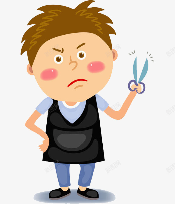 生气的男人png免抠素材_新图网 https://ixintu.com 凶巴巴 剪刀 卡通 卡通理发师 可爱的 帅气的 怒气冲冲 憋屈 理发师 生气的 男人