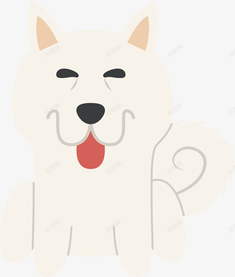 可爱萨摩耶矢量图ai免抠素材_新图网 https://ixintu.com 动物 可爱 吐舌头 宠物 尾巴 微笑 手绘 白色 萨摩耶 矢量图