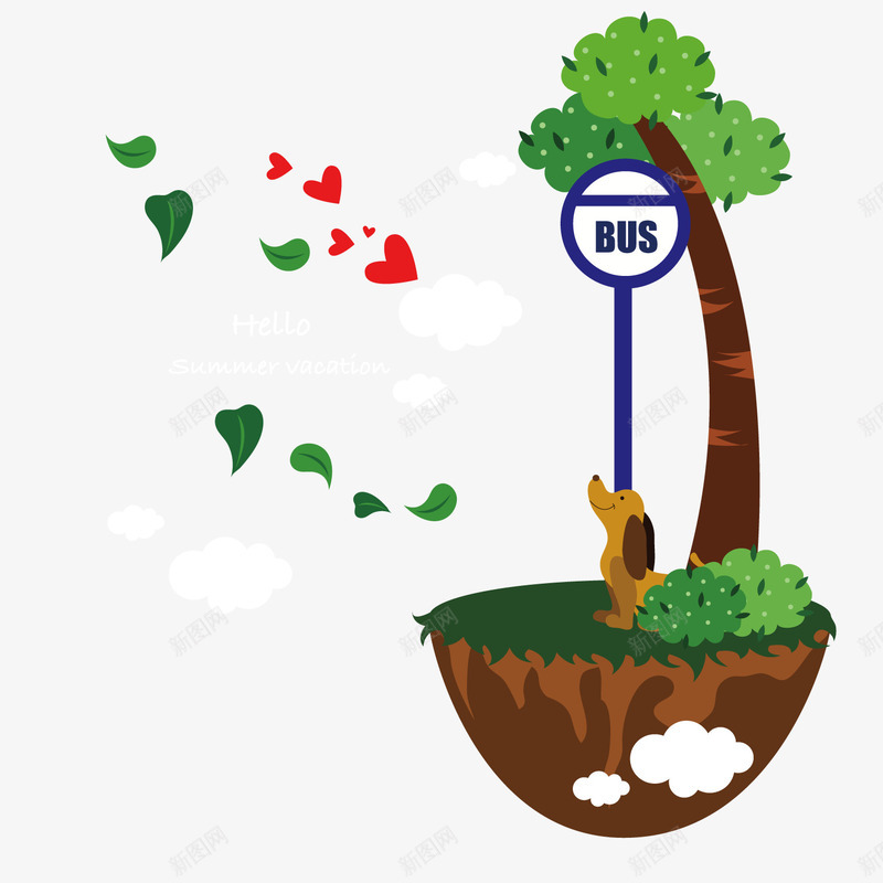 在公交站牌下等车的狗png免抠素材_新图网 https://ixintu.com 公交 小狗 站牌