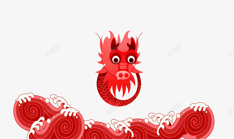红色中国风龙抬头海报插画psd免抠素材_新图网 https://ixintu.com 中国风 二月二 传统 古典 文艺 海报 红色 龙抬头