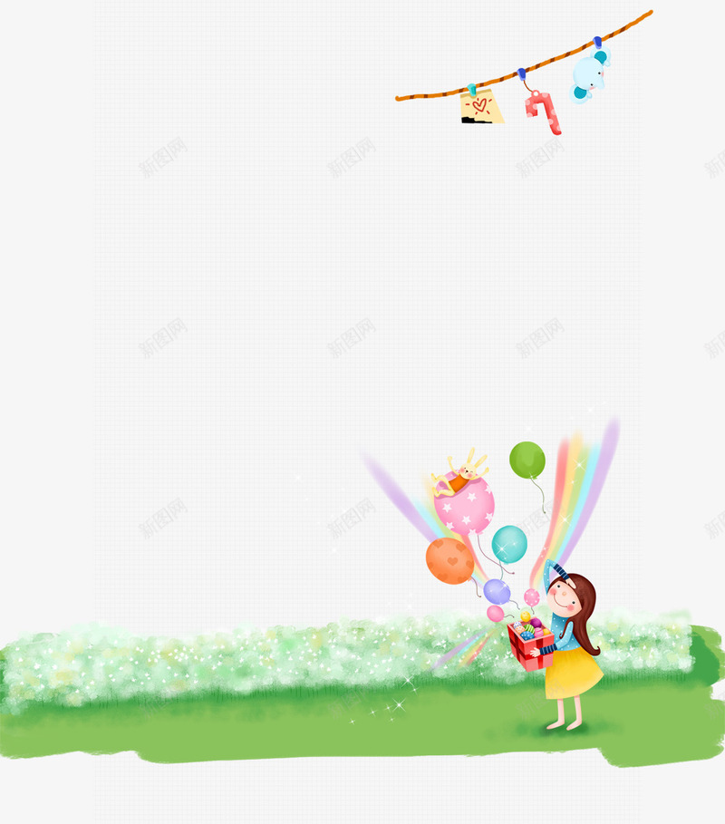 手绘卡通少女欢乐png免抠素材_新图网 https://ixintu.com 卡通 少女 欢乐