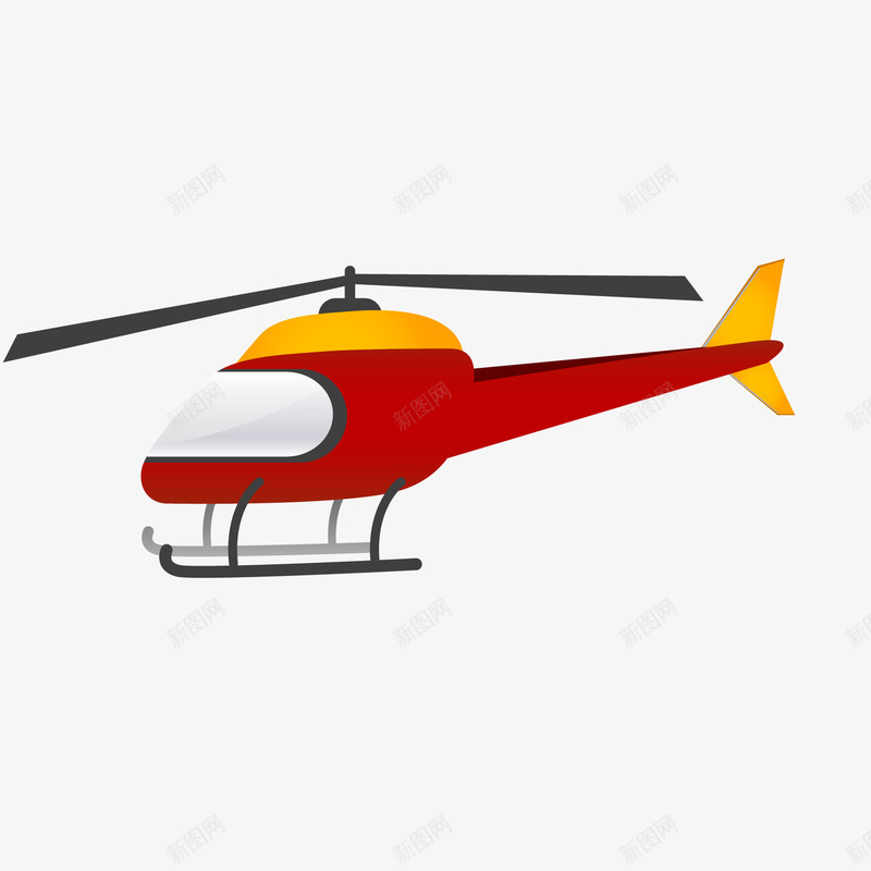 红色的直升飞机矢量图ai免抠素材_新图网 https://ixintu.com 交通工具 直升飞机 私人飞机 航行 飞行 矢量图