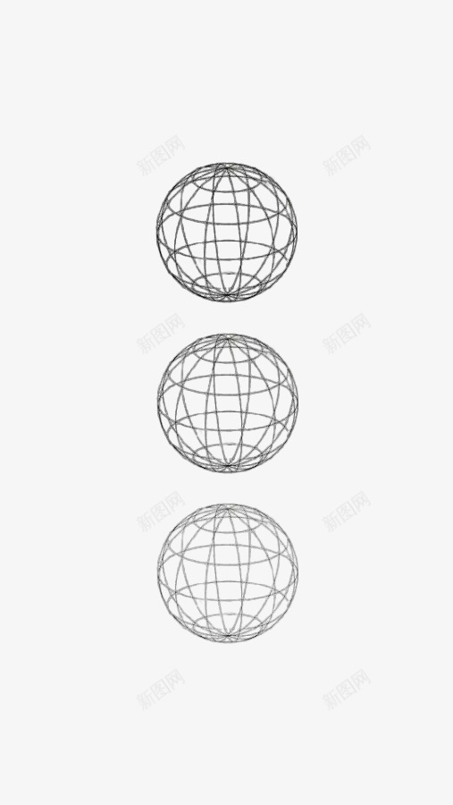 三个镂空线条球体png免抠素材_新图网 https://ixintu.com 圆球 球体 线条 镂空