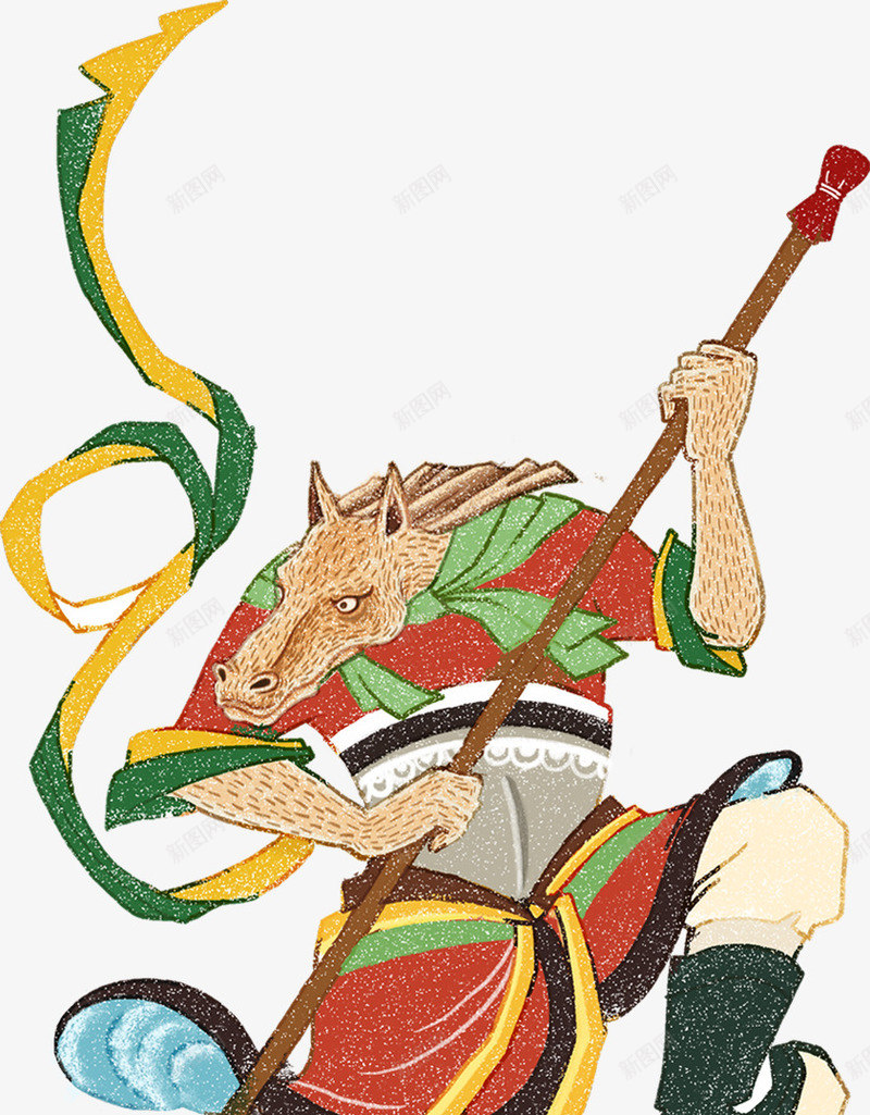 手绘年画造型神灵png免抠素材_新图网 https://ixintu.com 年画 神灵 造型