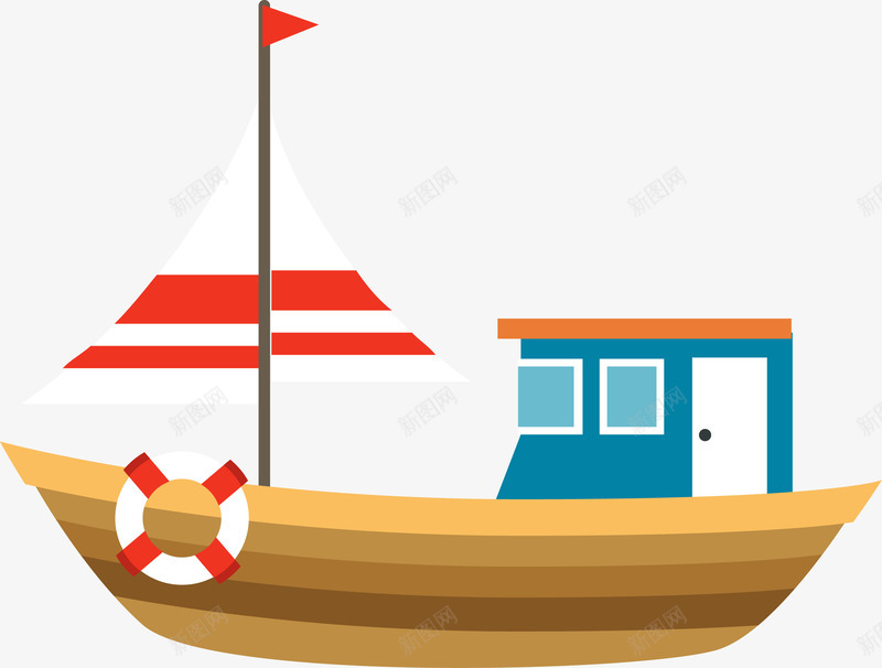 卡通帆船图矢量图eps免抠素材_新图网 https://ixintu.com 交通工具 卡通船 客船 巡游 帆船 彩色船 旅游 旅游工具 船 轮船 矢量图