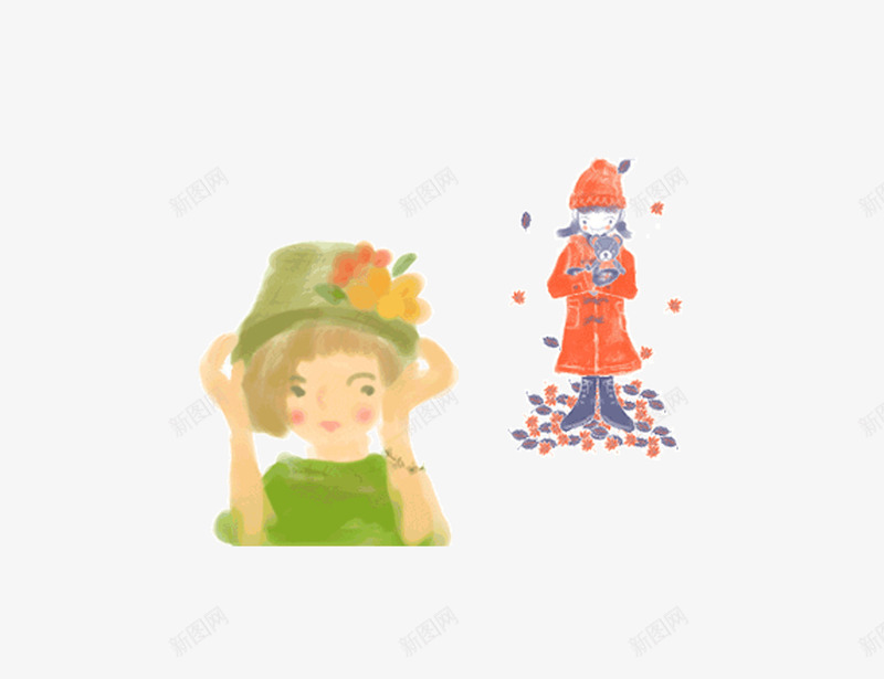 卡通图案手绘装饰图案美女png免抠素材_新图网 https://ixintu.com 卡通图案 手绘 文艺范 美女 装饰图案