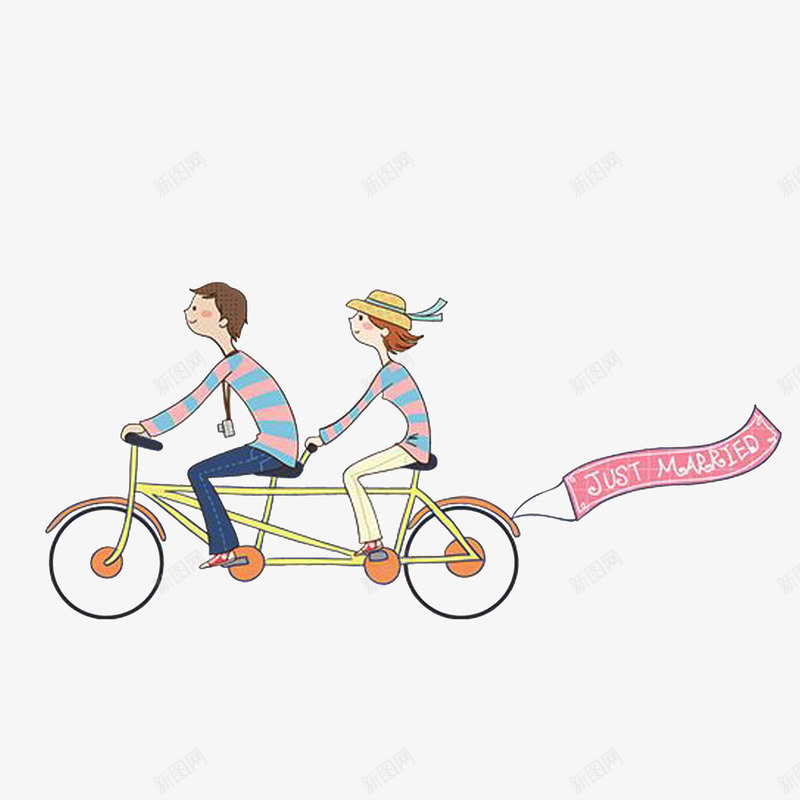 穿着情侣装骑单车的情侣png免抠素材_新图网 https://ixintu.com 卡通插画 情侣骑单车 穿着情侣装的情侣 自行车