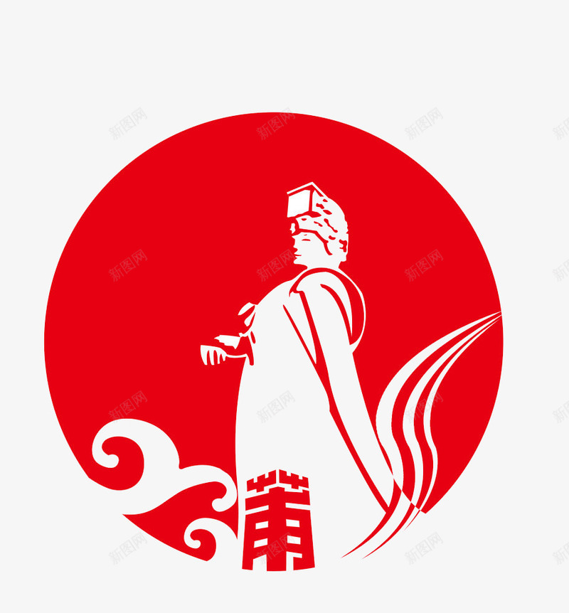 妈祖简笔画png免抠素材_新图网 https://ixintu.com 圆形 妈祖 妈祖图 波浪 红色