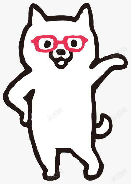跳舞的小狗png免抠素材_新图网 https://ixintu.com 一副 动物 卡通 小狗 尾巴 手绘 眼镜 红色 跳舞