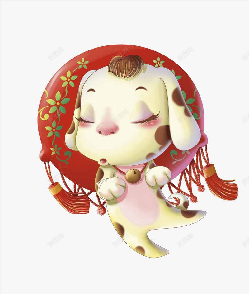 中国节小狗png免抠素材_新图网 https://ixintu.com 中国结小狗 卡通动物 卡通手绘 水彩画 萌宠 装饰图案