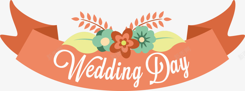 橙色婚礼花朵标签png免抠素材_新图网 https://ixintu.com LOVE day wedding 婚礼 浪漫 爱情 结婚 花朵标签