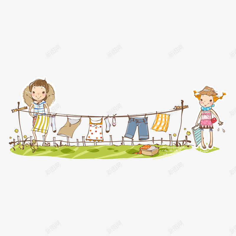 卡通晾衣服矢量图ai免抠素材_新图网 https://ixintu.com 卡通 彩色 晾衣 晾衣服 洗衣 矢量图