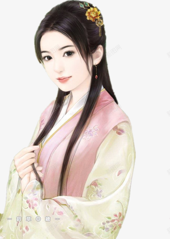 靓丽粉衣少女古风手绘png免抠素材_新图网 https://ixintu.com 古风 少女 手绘 靓丽