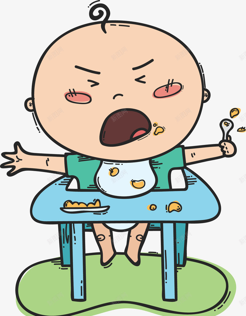 不好好吃饭的婴儿矢量图ai免抠素材_新图网 https://ixintu.com 不开心 卡通婴儿 吃饭的婴儿 婴儿 新生儿 矢量png 矢量图