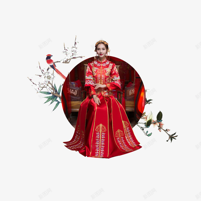 中式结婚礼服龙凤褂png免抠素材_新图网 https://ixintu.com 中式结婚礼服 凤冠霞帔 凤袍 喜服 嫁衣 敬酒服 繁体喜字 结婚小礼服 龙凤褂
