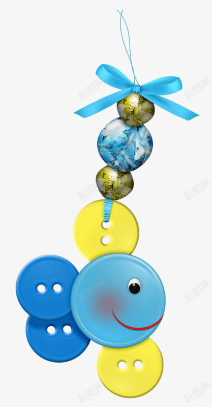 蓝色蝴蝶结小球吊坠png免抠素材_新图网 https://ixintu.com 好看 小球 蓝色 蝴蝶结
