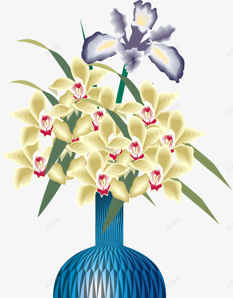 水彩花朵装饰矢量图ai免抠素材_新图网 https://ixintu.com 卡通手绘 植物 紫色 花朵 花瓶 鲜花 鸢尾花 矢量图