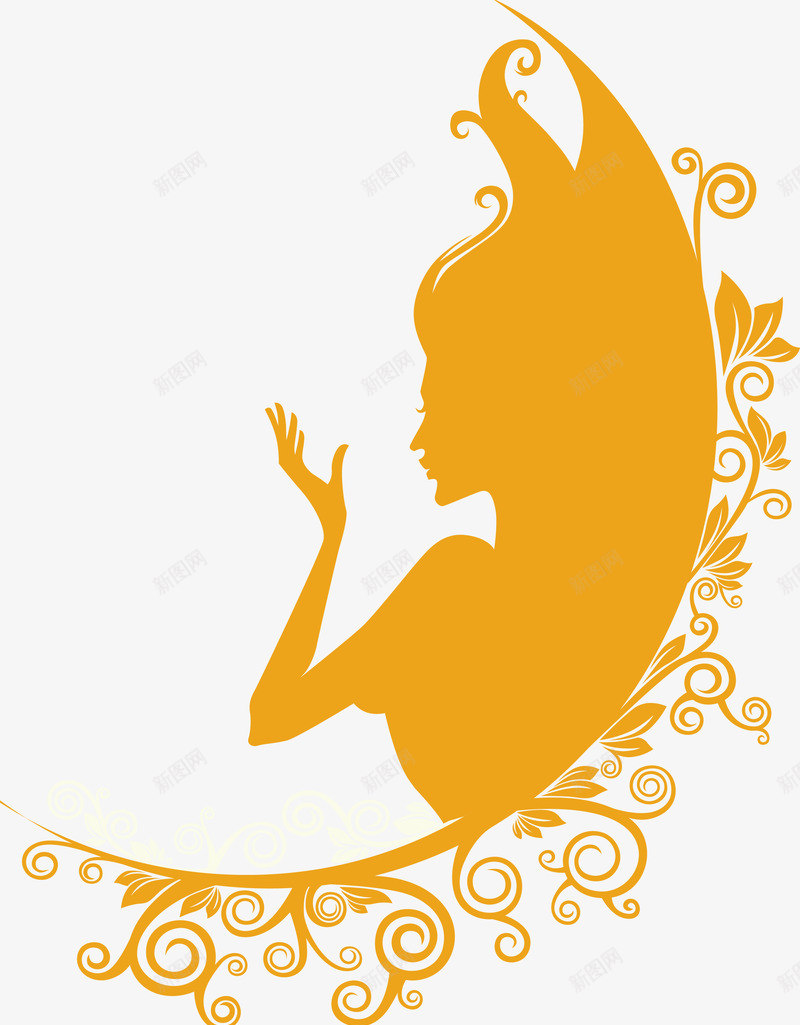 装饰插图美女侧身png免抠素材_新图网 https://ixintu.com 侧身 化妆品插图 女性侧面 美女 装饰插图 装饰花卉 长发