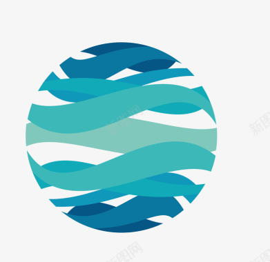 蓝色圆形海浪波纹图标图标