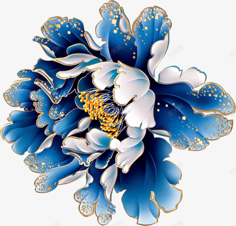 手绘蓝色国庆海报花朵png免抠素材_新图网 https://ixintu.com 国庆 海报 花朵 蓝色