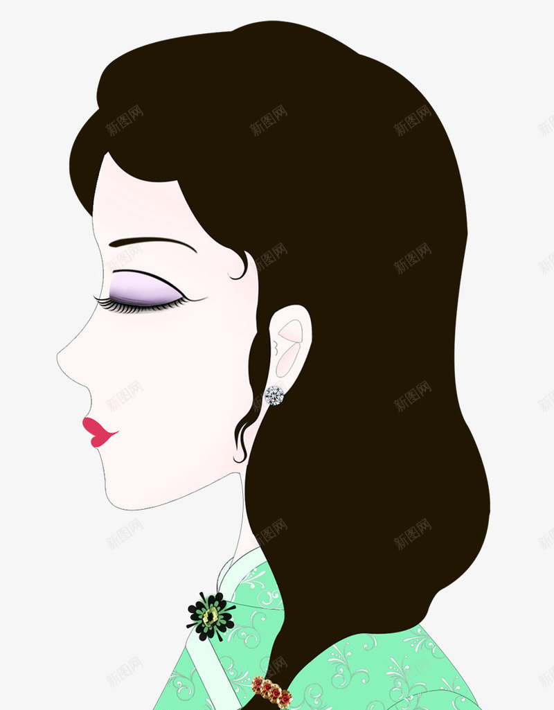 卡通人物插图穿旗袍的女人侧面png免抠素材_新图网 https://ixintu.com 人物插图 侧脸闭眼 卡通 女人侧面 女人天堂 旗袍卡通人物 穿旗袍的女人 绿色旗袍 闭眼睛