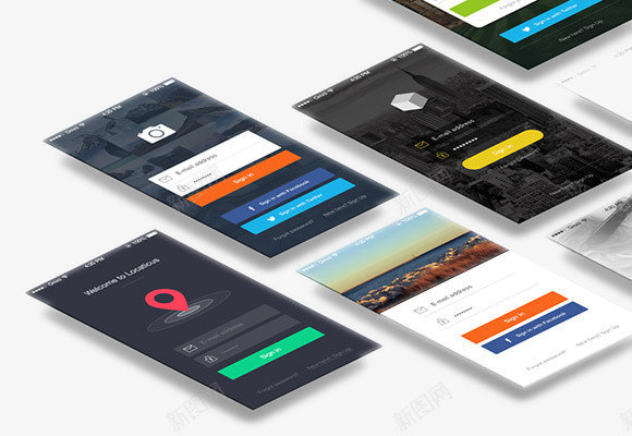 七款APP登录界面PSD图标psd_新图网 https://ixintu.com APP界面 APP登录页面PSD 登录页面PSD素材