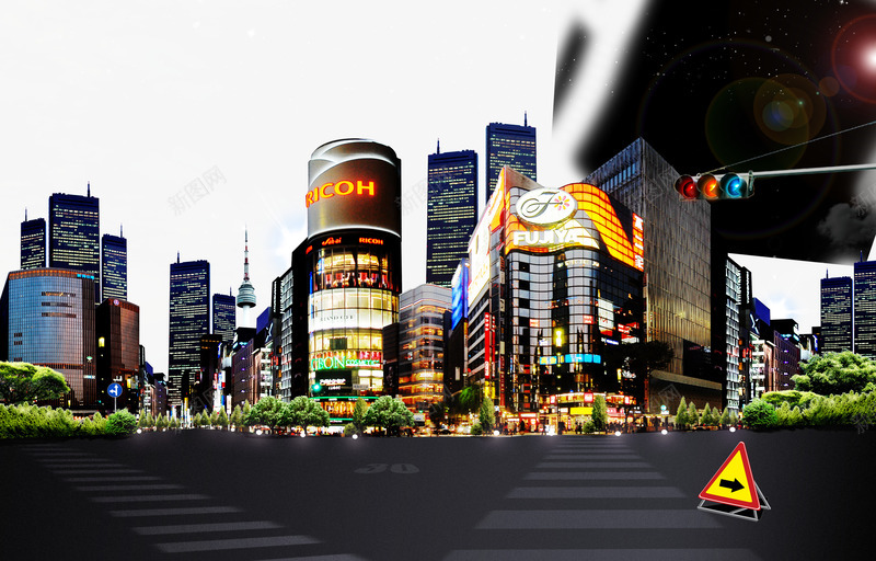 沥青路面png免抠素材_新图网 https://ixintu.com 人行横道 商厦 斑马线 沥青路面 都市