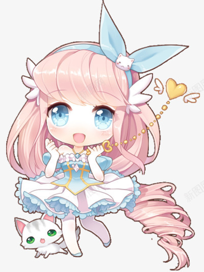 Q版卡通手绘少女png免抠素材_新图网 https://ixintu.com 卡通 少女