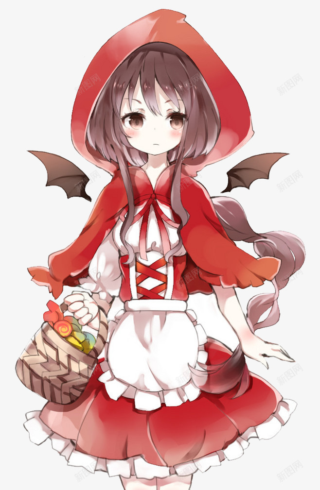 红色可爱天使少女png免抠素材_新图网 https://ixintu.com 可爱 天使 少女 红色