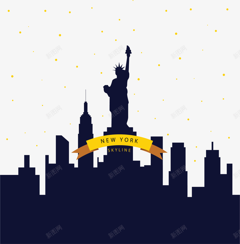 美国纽约城市剪影png免抠素材_新图网 https://ixintu.com 矢量png 纽约 纽约剪影 纽约旅游 美国 美国纽约