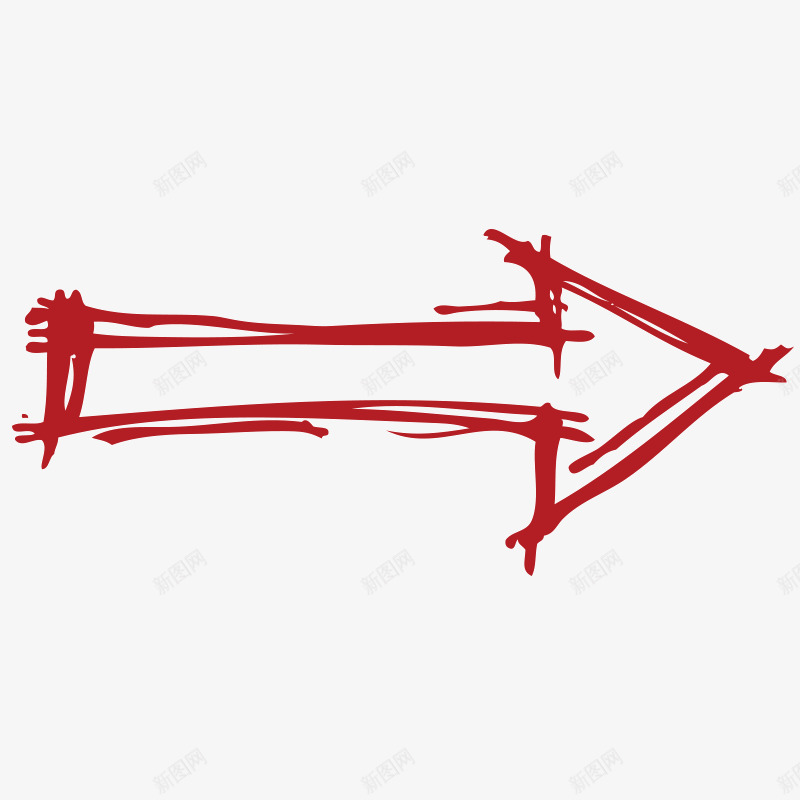 红色条纹箭头png免抠素材_新图网 https://ixintu.com 卡通 彩色 手绘 方向 箭头 线条 边框